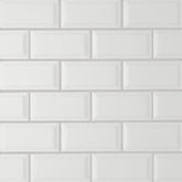 Bedrosians Le Cafe 2" x 4" Bevel Off Set Mesh Mount Mosaic Matte White
