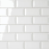 Bedrosians Le Cafe 2" x 4" Bevel Off Set Mesh Mount Mosaic Glossy White