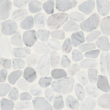 Bedrosians Waterbrook 12" x 12" Medium Sliced Pebble Mosaic White Carrara