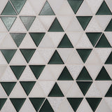 Bedrosians Kaikos 9.5" X 10" Triangle Glass/Stone Mosaic Dark Green & Oriental White