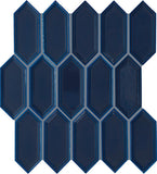 Daltile Luminique 2" x 5" Picket Mosaic 12" x 11" Glossy Navy