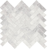 Daltile Eclessia Marble 1" x 3" Herringbone Mosaic 13" x 14" Cristallo