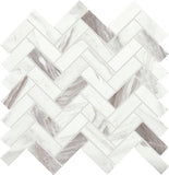 Daltile Eclessia Marble 1" x 3" Herringbone Mosaic 13" x 14" Volakas
