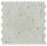 Daltile Fanfare Statuette 12" X 12" Oval Mosaic Silver Satin