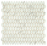 Daltile Fanfare Statuette 12" X 12" Oval Mosaic Venetian White