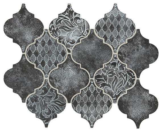 Daltile Vintage Metals 4" Arabesque Whitewash Iron