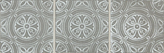 Daltile Vintage Metals 4" X 4" Deco Rosette Whitewash Titanium