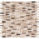 MS International Natural Stone Marble 12" x 12" Mosaic Emperador Blend Splitface
