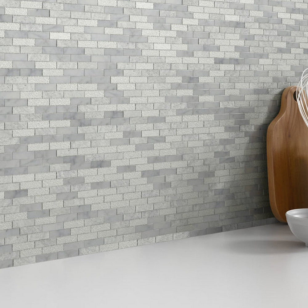 Emser Link 12"x18" Linear Mosaic 2"x5" White