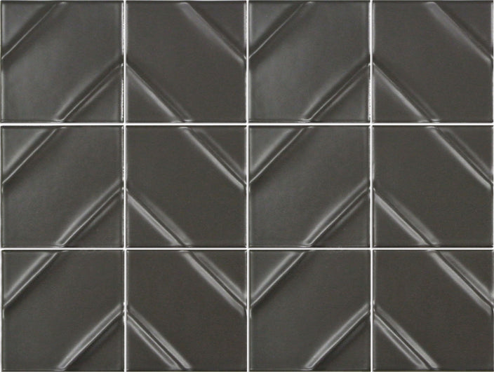 Emser Kumito 12"x16" Chevron Mosaic 3.9"X3.9" Matte Black