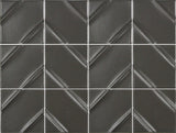 Emser Kumito 12"x16" Chevron Mosaic 3.9"X3.9" Matte Black