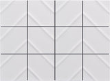 Emser Kumito 12"x16" Chevron Mosaic 3.9"X3.9" Matte White