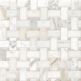 Bedrosians Basket Weave Mosaics 12" X 12"  Calacatta Oro and Jura Beige Dot