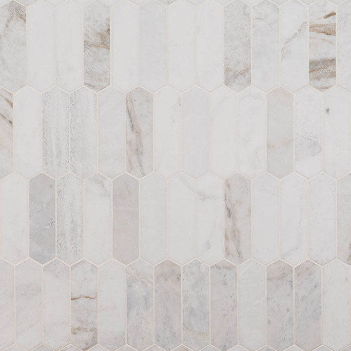 MS International Decorative Mosaic 12" x 12" Picket Arabescato Venato White