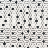 MS International Domino 12" x 12" Hexagon 1" Matte Black And White