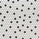 MS International Domino 12" x 12" Hexagon 1" Matte Black And White