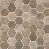 MS International Decorative Mosaic 12" x 12" Hexagon 2" Driftwood