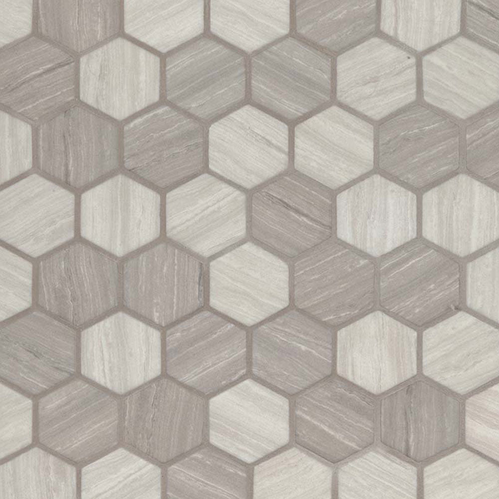 MS International Decorative Mosaic 12" x 12" Hexagon 2" Silva Oak