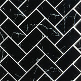 MS International Decorative Mosaic 12" x 12" Herringbone 2" x 4" Nero Marquina