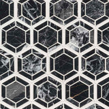 MS International Decorative Mosaic 12" x 12" Hexagon Hexagono Nero