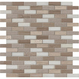 MS International Decorative Mosaic 12" x 12" Brick 0.6" x 2" Arctic Storm
