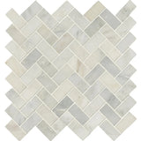 MS International Natural Stone Marble 12" x 12" Herringbone Mosaic Arabescato Carrara
