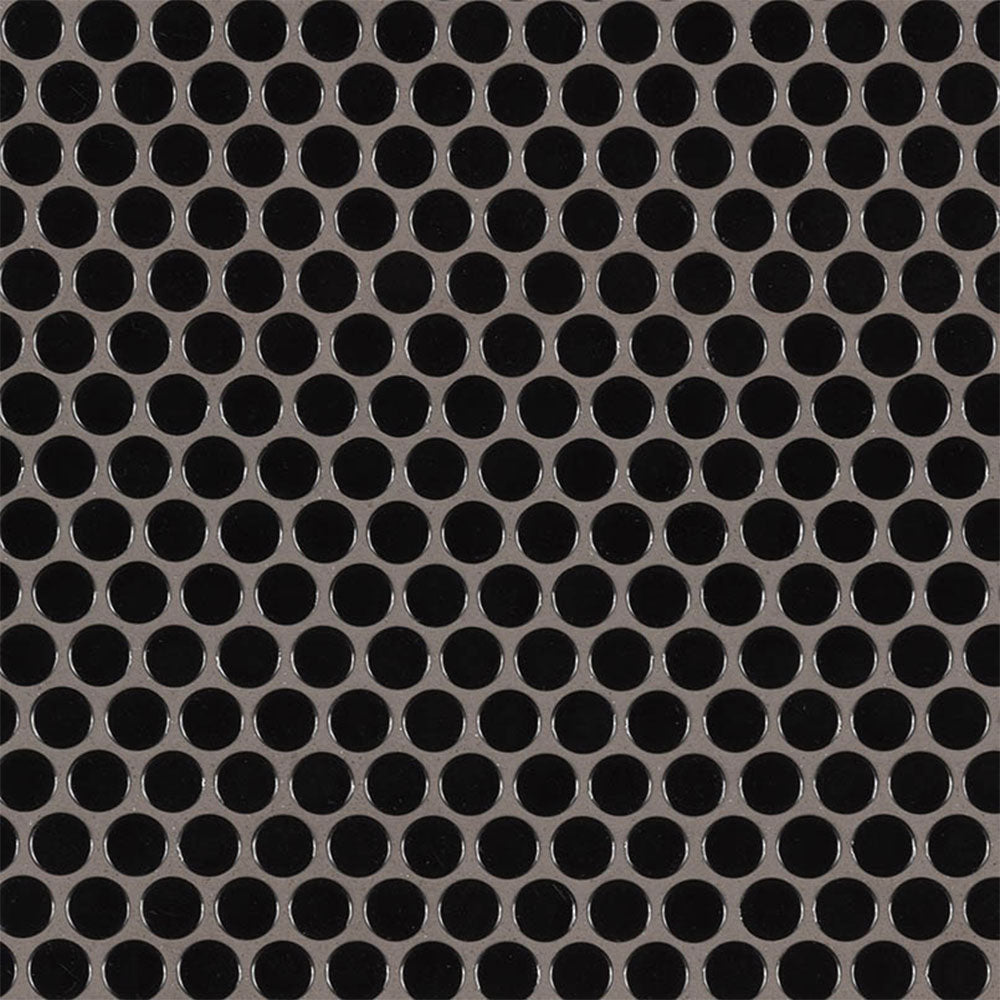 MS International Domino 12" x 12" Penny Round GLossy Nero