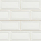 MS International Domino 12" x 12" Beveled 3" x 6" Glossy White
