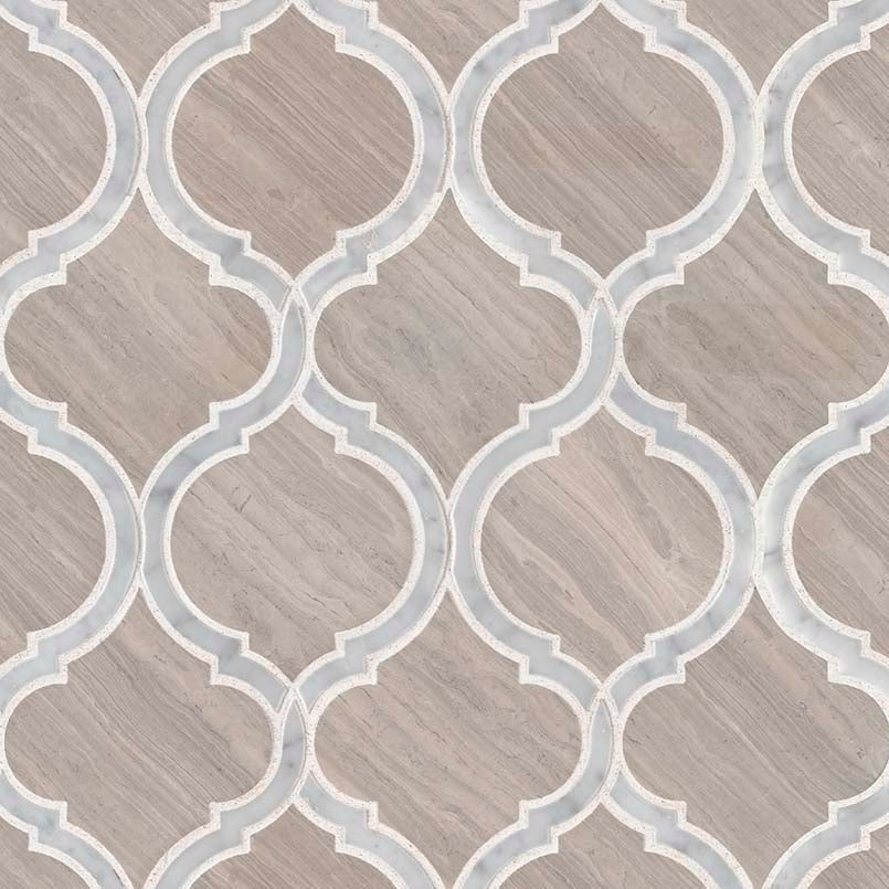 MS International Decorative Mosaic 12" x 12" Arabesque White Quarry Savona