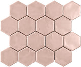 Marazzi Artistic Reflections 3" x 3" Hexagon Glossy Rose