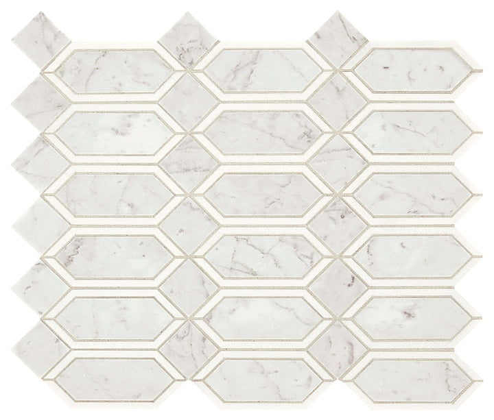Marazzi Castellina Stone Mosaic 15" x 13" Linear Hexagon White And Gray