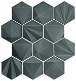 Marazzi Geometal 3" X 3" Hexagon Gunmetal