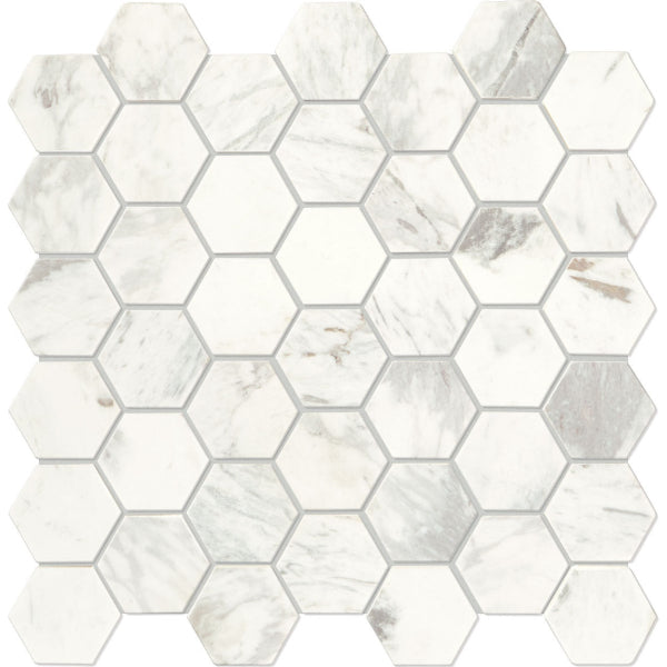 Daltile Raine 2" Hexagon Mosaic 12" x 12" Stratus White