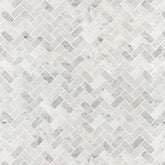 MS International Natural Stone Marble 12" x 12" Herringbone 1" x 2" Mosaic Carrara White