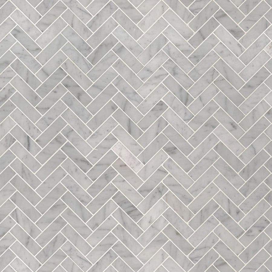 MS International Natural Stone Marble 12" x 12" Herringbone 1" x 3" Mosaic Carrara White