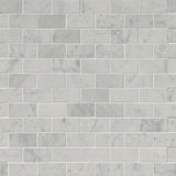 MS International Natural Stone Marble 12" x 12" Mosaic 2" x 4" Carrara White