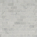 MS International Natural Stone Marble 12" x 12" Mosaic 2" x 4" Carrara White