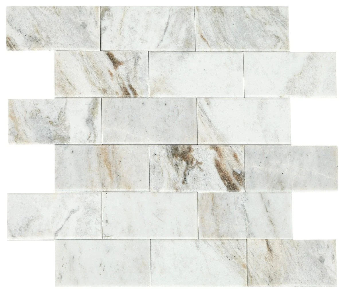 Daltile SimplyStick Mosaix 2" x 4" Brick Joint 12" x 12" Polished Daphne White