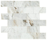 Daltile SimplyStick Mosaix 2" x 4" Brick Joint 12" x 12" Polished Daphne White