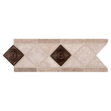 MS International Marble 4" x 12" Listello Noce Chiaro Cop Scudo