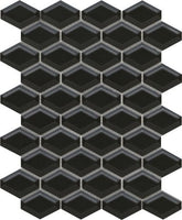 Emser Catch 10" X 13" Beveled Wide Hex Mosaic 2" X 2" Black