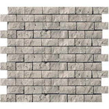 Emser Trav Ancient 12"x12" Off-set Mosaic 1"x2" Silver