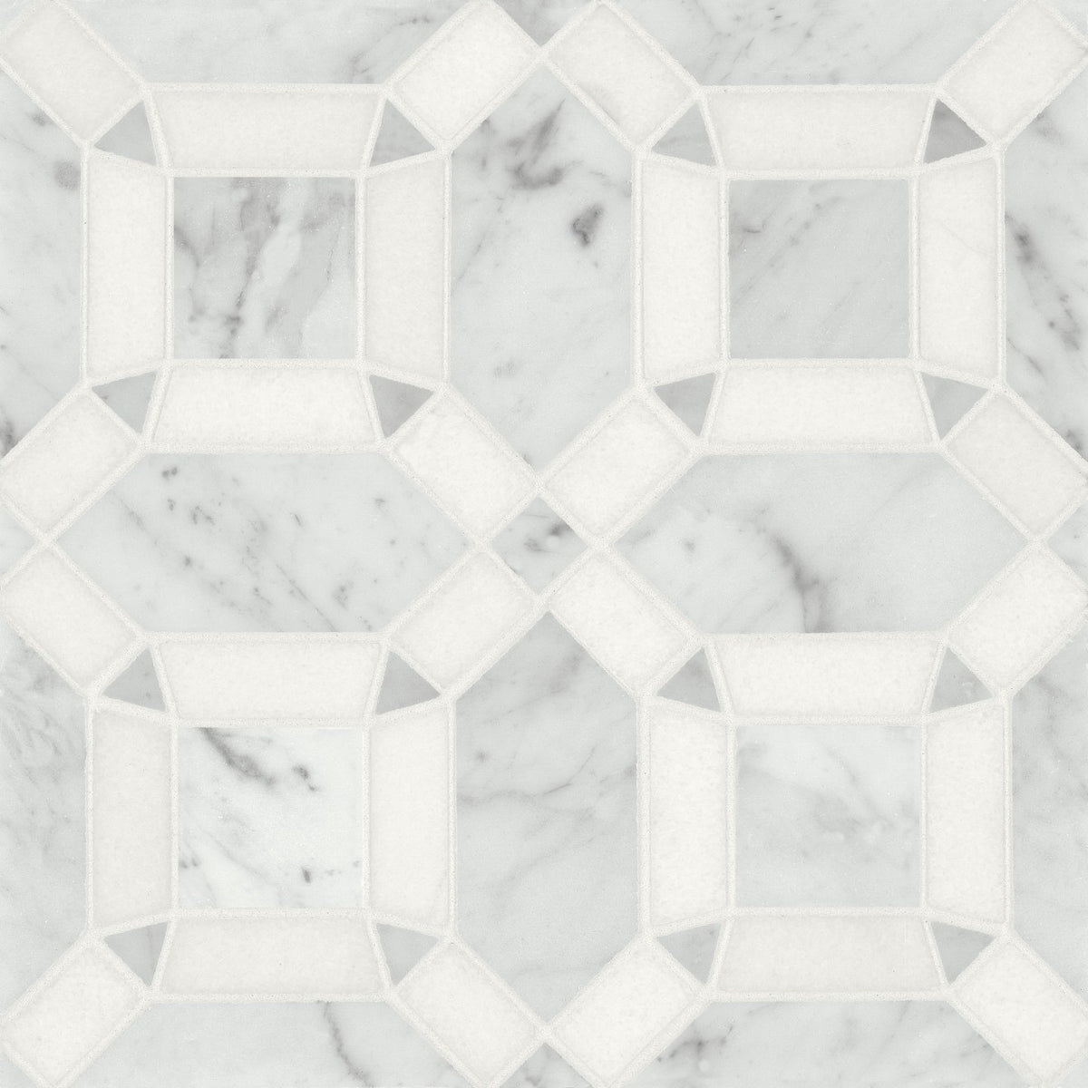 Bedrosians Matisse Mosaic 1 Marble 11.25" x 11.25" White Carrara & Thassos