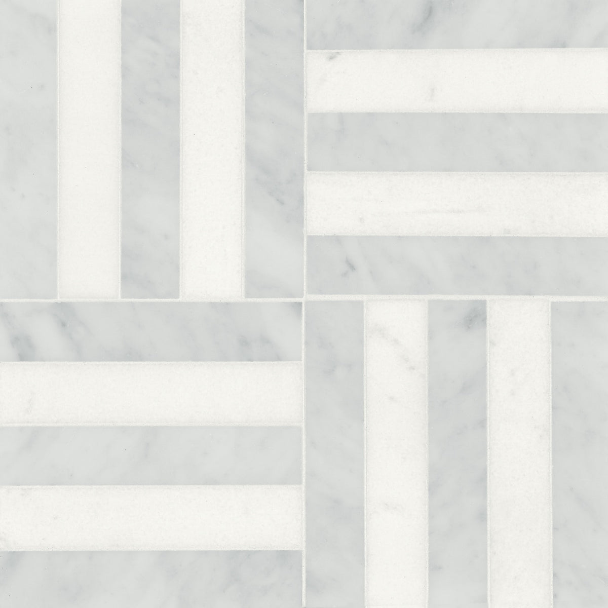 Bedrosians Matisse Mosaic 2 Marble 12.12" x 12.12" White Carrara & Thassos