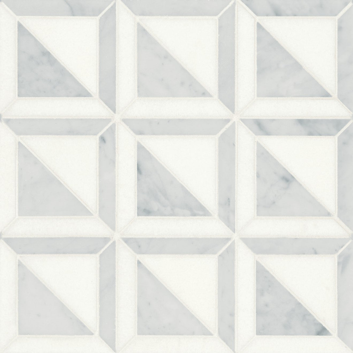 Bedrosians Matisse Mosaic 3 Marble 12.12" x 12.12" White Carrara & Thassos