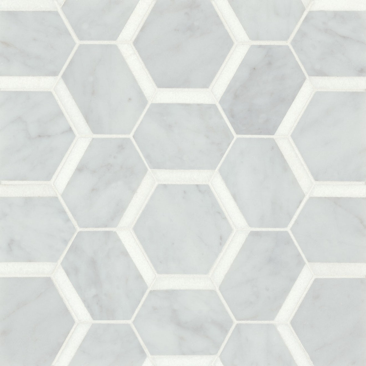 Bedrosians Matisse Mosaic 4 Marble 10.5" x 12" White Carrara & Thassos