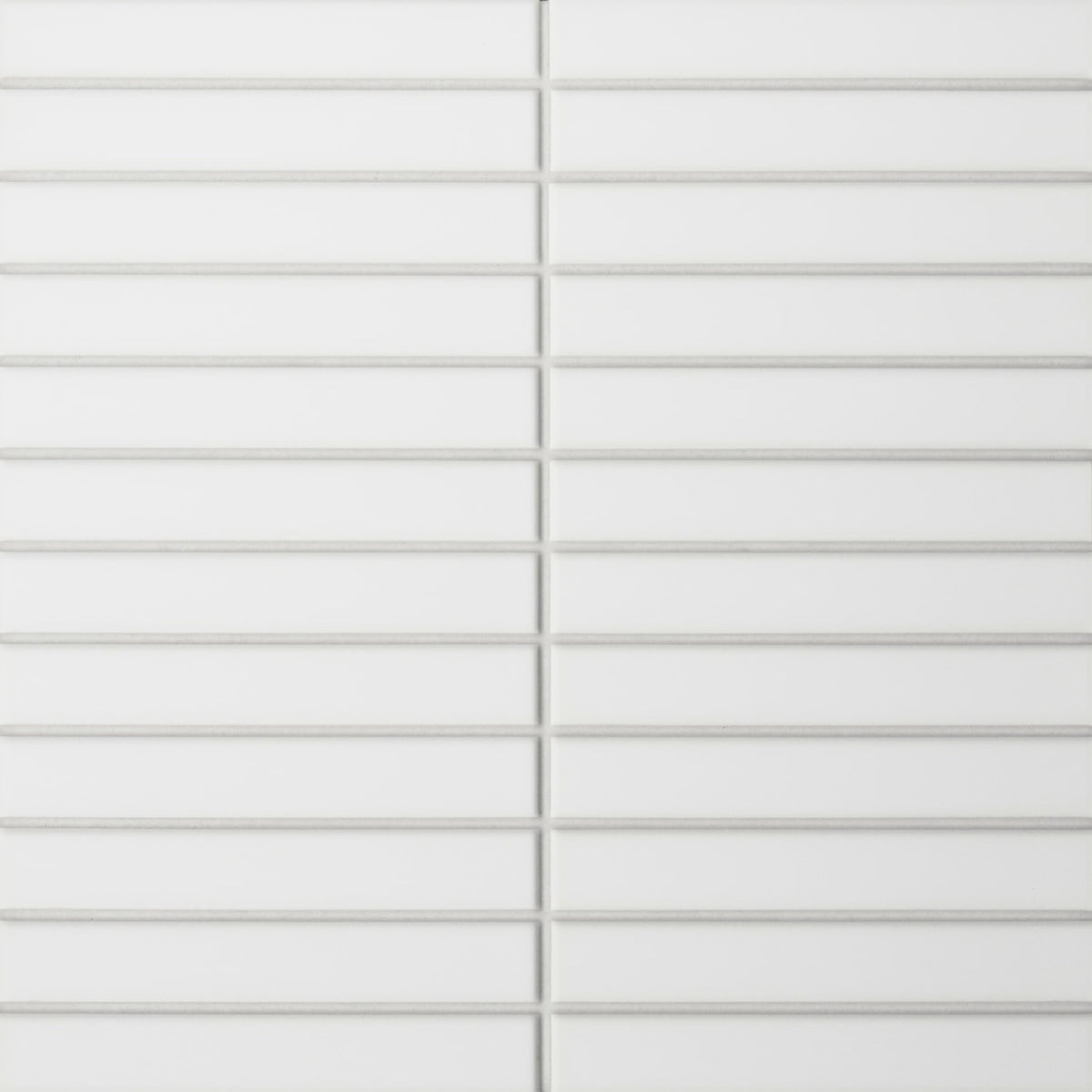 Bedrosians Le Cafe 1" x 6" Straight Stack Mosaic Matte  White