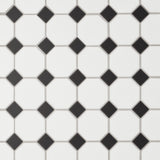 Bedrosians Le Cafe 2" x 2" Octagon Mosaic Matte White and Black