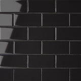 Bedrosians Le Cafe 2" x 4" Off Set Mesh Mount Mosaic Glossy Black