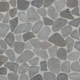 Bedrosians Waterbrook 12" x 12" Medium Sliced Pebble Mosaic Pewter Grey